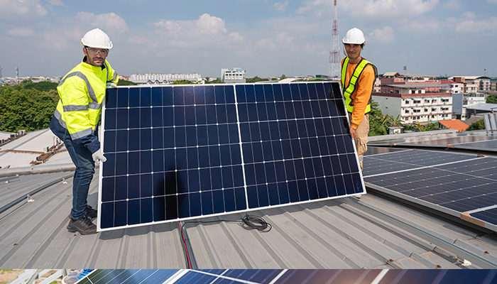 Personas enseñando cómo instalar paneles solares Personas enseñando cómo instalar paneles solares