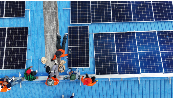 Toma cenital de los proyectos solares sobre el futuro de la energía solar